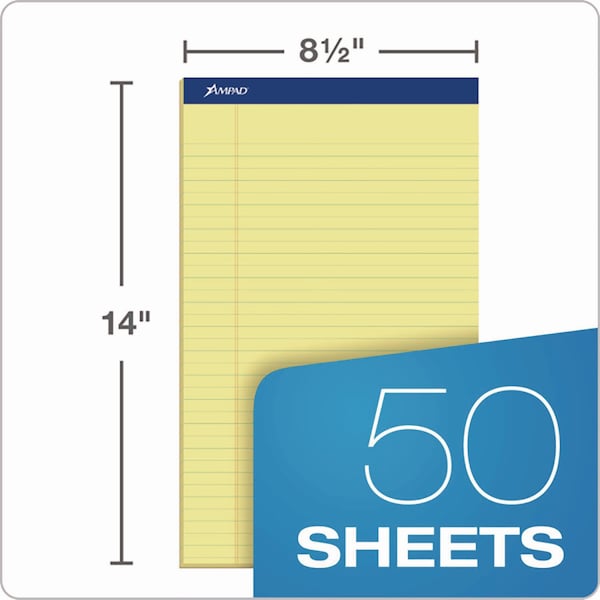 8-1/2x14 Canary Writing Pad, Pk12